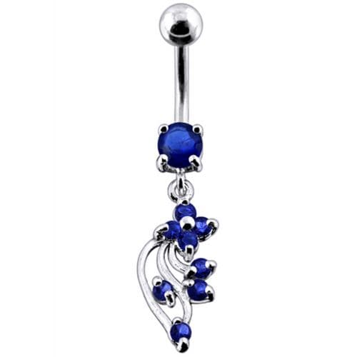 Silver Jeweled Fancy Dangling Belly Ring - Monster Piercing