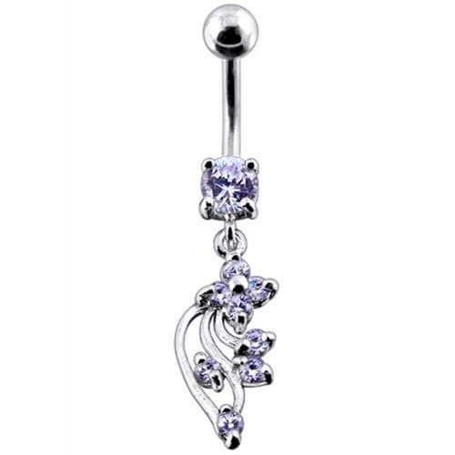 Silver Jeweled Fancy Dangling Belly Ring - Monster Piercing