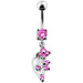 Silver Jeweled Fancy Dangling Belly Ring - Monster Piercing