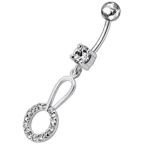 Jeweled Fancy Dangling SS Curved Navel Ring - Monster Piercing