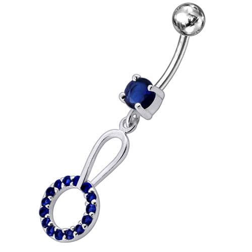 Jeweled Fancy Dangling SS Curved Navel Ring - Monster Piercing