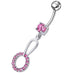 Jeweled Fancy Dangling SS Curved Navel Ring - Monster Piercing