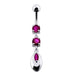 Jeweled Fancy Silver Dangling SS Banana Belly Ring - Monster Piercing