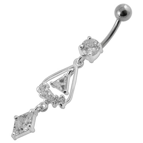 triangled Jewel Fancy Dangling Belly Ring - Monster Piercing