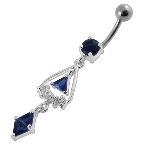 triangled Jewel Fancy Dangling Belly Ring - Monster Piercing