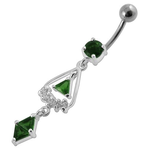 triangled Jewel Fancy Dangling Belly Ring - Monster Piercing