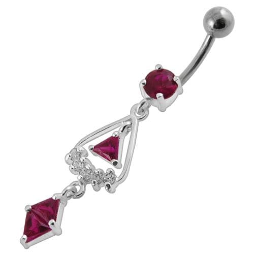 triangled Jewel Fancy Dangling Belly Ring - Monster Piercing