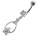 Jeweled Fancy Silver Dangling  SS Banana Bar Navel Body Jewelry Ring - Monster Piercing