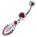 Jeweled Fancy Silver Dangling SS Bar Banana Belly Ring - Monster Piercing