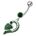 Jeweled Fancy Silver Dangling Banana Bar Navel Ring - Monster Piercing