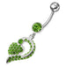 Jeweled Fancy Silver Dangling Banana Bar Navel Ring - Monster Piercing