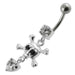 Jeweled Fancy Silver Dangling Banana Bar Navel Body Jewelry Ring - Monster Piercing