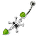 Jeweled Fancy Silver Dangling Banana Bar Navel Body Jewelry Ring - Monster Piercing