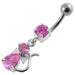 Jeweled Fancy Silver Dangling Banana Bar Belly Ring - Monster Piercing