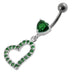 Jeweled Fancy Heart Loop Silver Dangling SS Banana Navel Ring - Monster Piercing