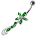 Fancy Multi Stones Jeweled Flower Dangling Navel Ring - Monster Piercing