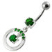 Fancy Jeweled Round With Stone Pendulum Dangling Banana Bar Belly Ring - Monster Piercing