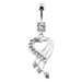 Fancy Jeweled Heart Dangling Navel Body Jewelry Ring - Monster Piercing