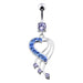 Fancy Jeweled Heart Dangling Navel Body Jewelry Ring - Monster Piercing