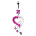 Fancy Jeweled Heart Dangling Navel Body Jewelry Ring - Monster Piercing