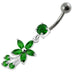 Fancy Flower With Stone Dangling SS Curved Belly Ring - Monster Piercing