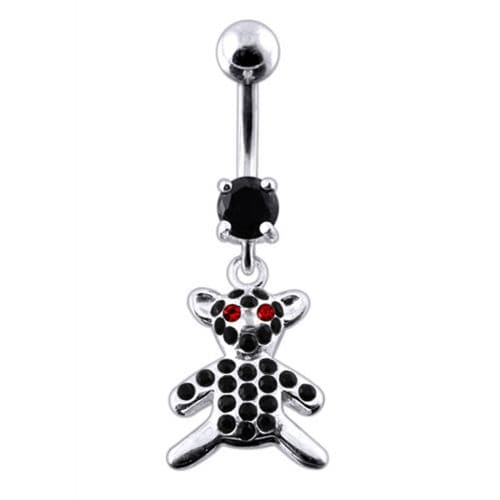 Fancy Jeweled Teddy Bear Dangling Belly Ring - Monster Piercing