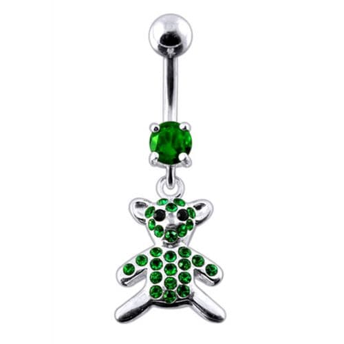 Fancy Jeweled Teddy Bear Dangling Belly Ring - Monster Piercing