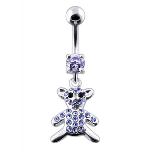 Fancy Jeweled Teddy Bear Dangling Belly Ring - Monster Piercing