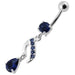 Fancy Jeweled Silver Dangling Curved Belly Ring - Monster Piercing