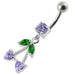 Fancy Jeweled Double Heart Stone Dangling SS Bar Belly Ring Body Jewelry - Monster Piercing