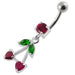 Fancy Jeweled Double Heart Stone Dangling SS Bar Belly Ring Body Jewelry - Monster Piercing