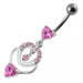 Fancy  Multi Heart Dangling Curved Belly Body Jewelry Ring - Monster Piercing