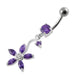 Fancy Multi Stones Flower Dangling Curved Navel Ring - Monster Piercing