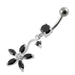 Fancy Multi Stones Flower Dangling Curved Navel Ring - Monster Piercing