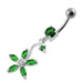 Fancy Multi Stones Flower Dangling Curved Navel Ring - Monster Piercing