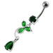 Fancy Flower Jeweled Dangling Banana Bar Belly Ring - Monster Piercing