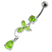 Fancy Flower Jeweled Dangling Banana Bar Belly Ring - Monster Piercing