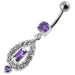 Fancy Vinatge Royal Design Jeweled Dangling Curved Belly Ring - Monster Piercing