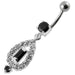 Fancy Vinatge Royal Design Jeweled Dangling Curved Belly Ring - Monster Piercing