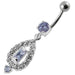 Fancy Vinatge Royal Design Jeweled Dangling Curved Belly Ring - Monster Piercing