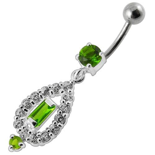 Fancy Vinatge Royal Design Jeweled Dangling Curved Belly Ring - Monster Piercing