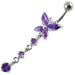 Fancy Long Tail Flower Jeweled Dangling Navel Ring - Monster Piercing