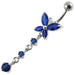 Fancy Long Tail Flower Jeweled Dangling Navel Ring - Monster Piercing