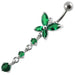 Fancy Long Tail Flower Jeweled Dangling Navel Ring - Monster Piercing