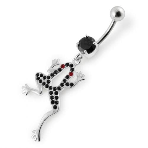 Fancy Jeweled Frog Dangling Belly Ring - Monster Piercing