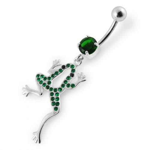 Fancy Jeweled Frog Dangling Belly Ring - Monster Piercing