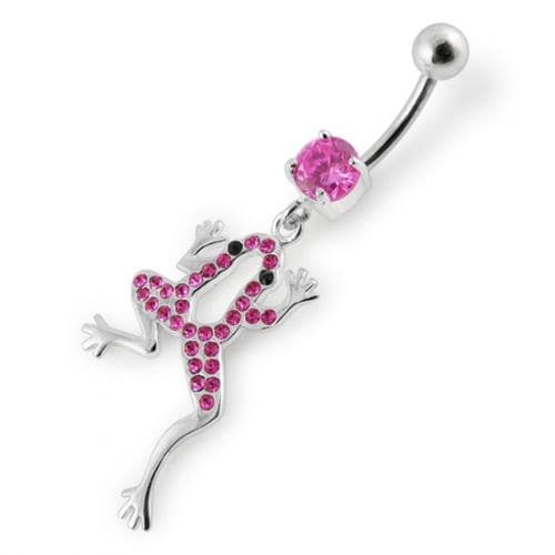 Fancy Jeweled Frog Dangling Belly Ring - Monster Piercing