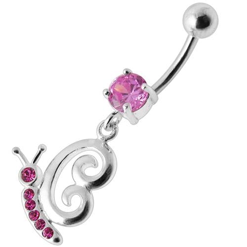 Fancy Gothic Jeweled Dangling Navel Ring - Monster Piercing