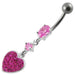 Fancy  Heart Dangling SS Bar Navel Ring - Monster Piercing