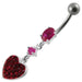 Fancy  Heart Dangling SS Bar Navel Ring - Monster Piercing